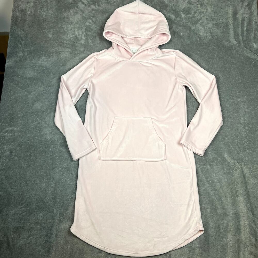 Softies‎ Hooded Snuggle Nightgown Womens XS Light Pink Kangaroo Pocket Sleepwear